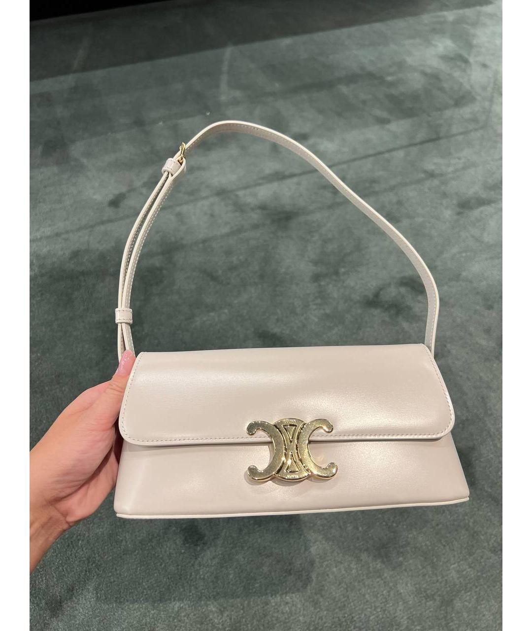 CELINE Белая кожаная сумка через плечо, фото 2