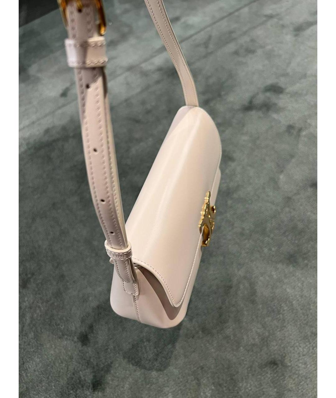CELINE Белая кожаная сумка через плечо, фото 4