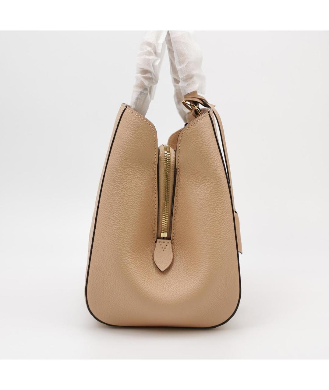 LOUIS VUITTON Бежевая кожаная сумка тоут, фото 3