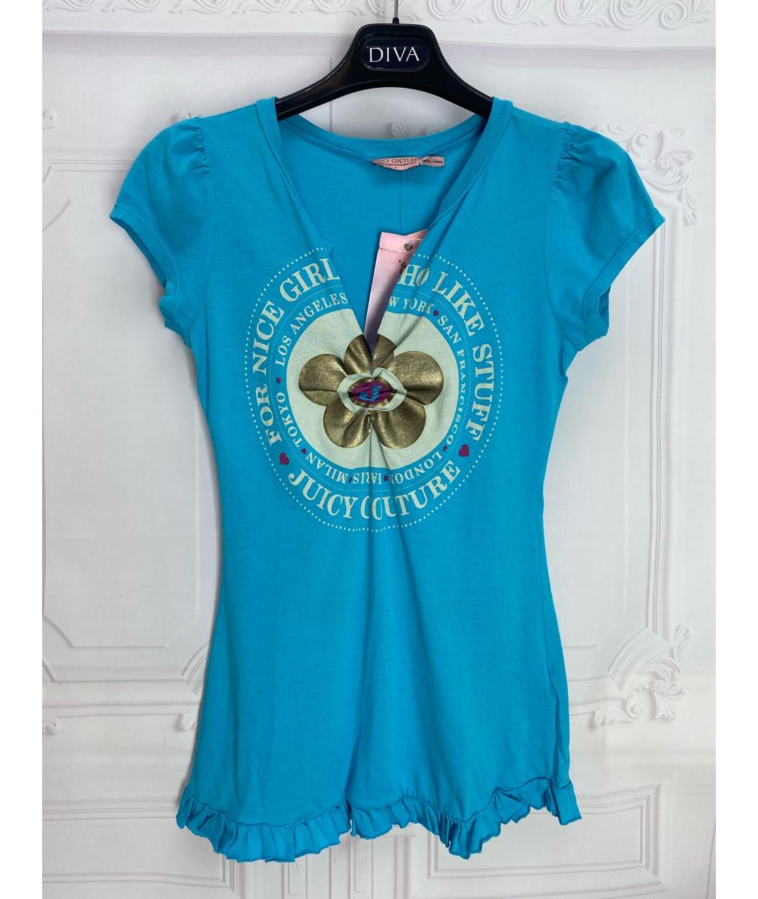 JUICY COUTURE Голубая хлопковая футболка, фото 7
