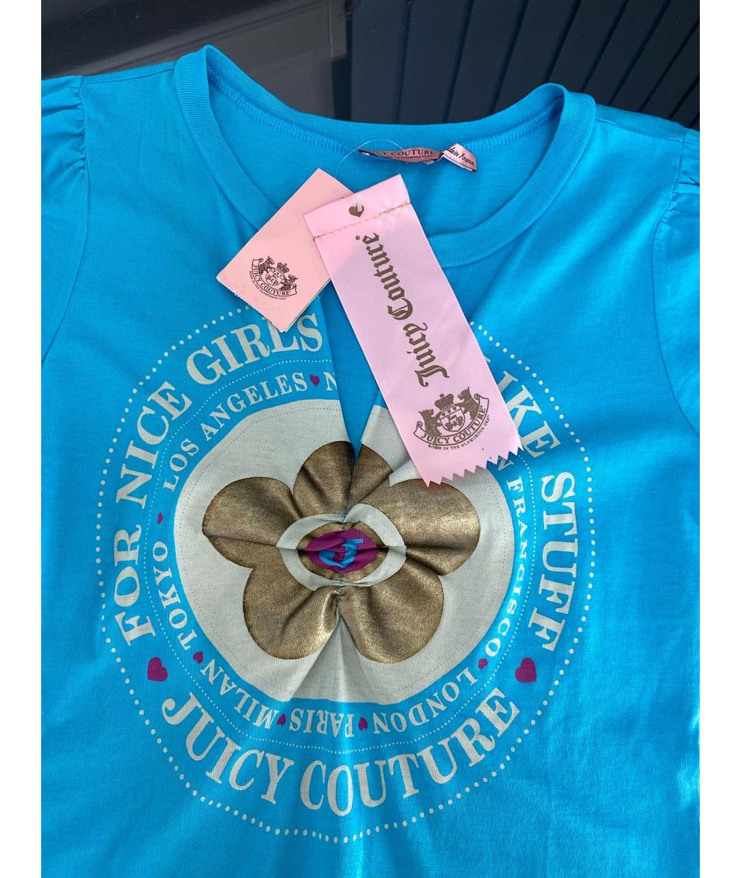 JUICY COUTURE Голубая хлопковая футболка, фото 3