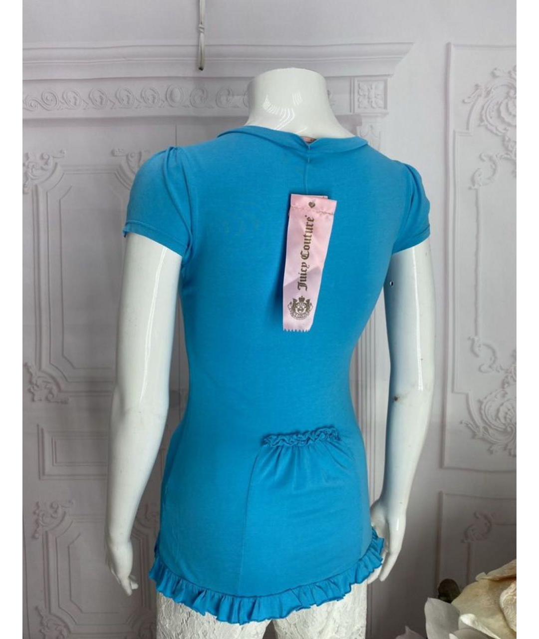 JUICY COUTURE Голубая хлопковая футболка, фото 6