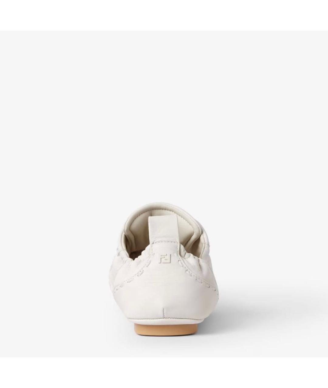 FENDI Белые кожаные низкие кроссовки / кеды, фото 3
