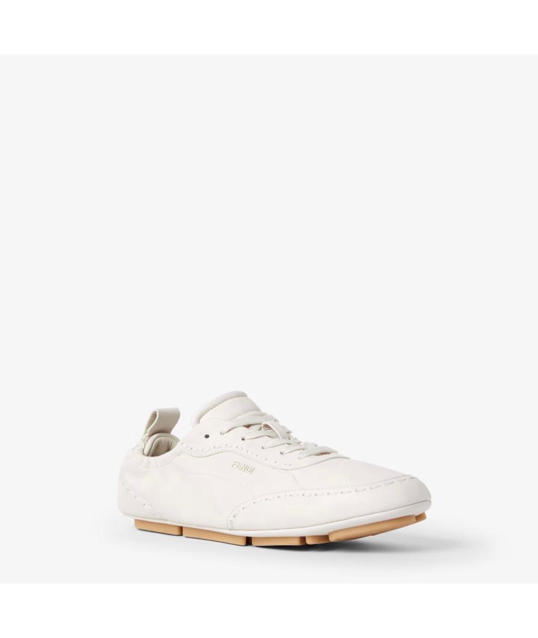 FENDI Белые кожаные низкие кроссовки / кеды, фото 2