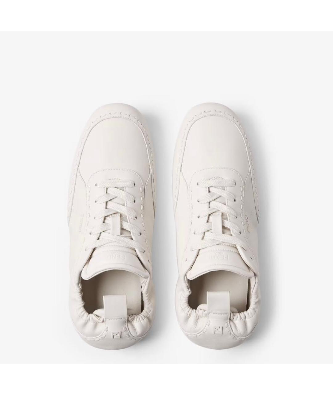 FENDI Белые кожаные низкие кроссовки / кеды, фото 4