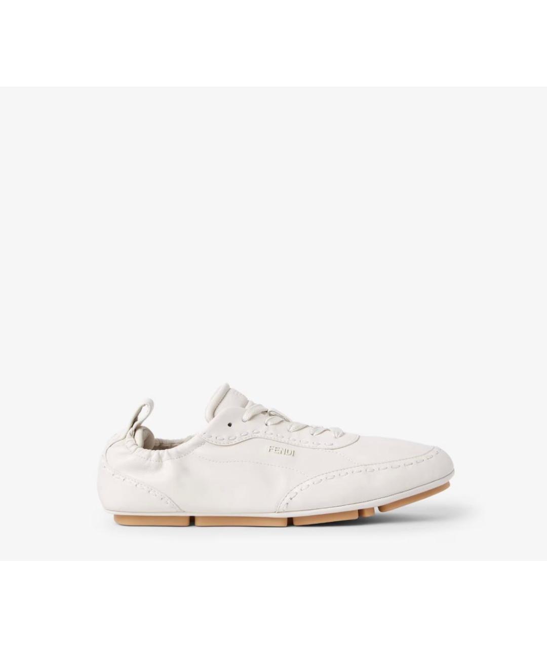 FENDI Белые кожаные низкие кроссовки / кеды, фото 7
