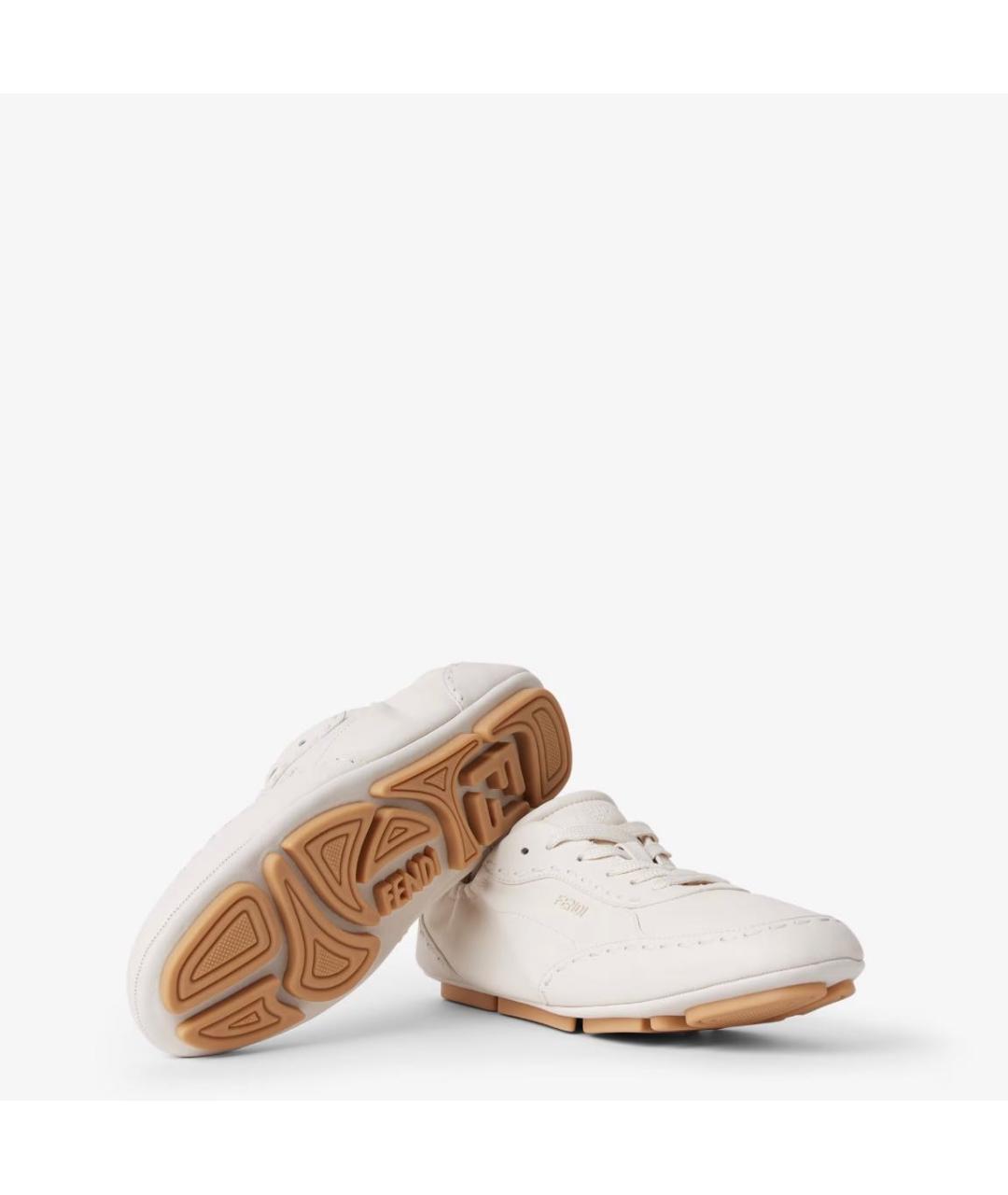 FENDI Белые кожаные низкие кроссовки / кеды, фото 5