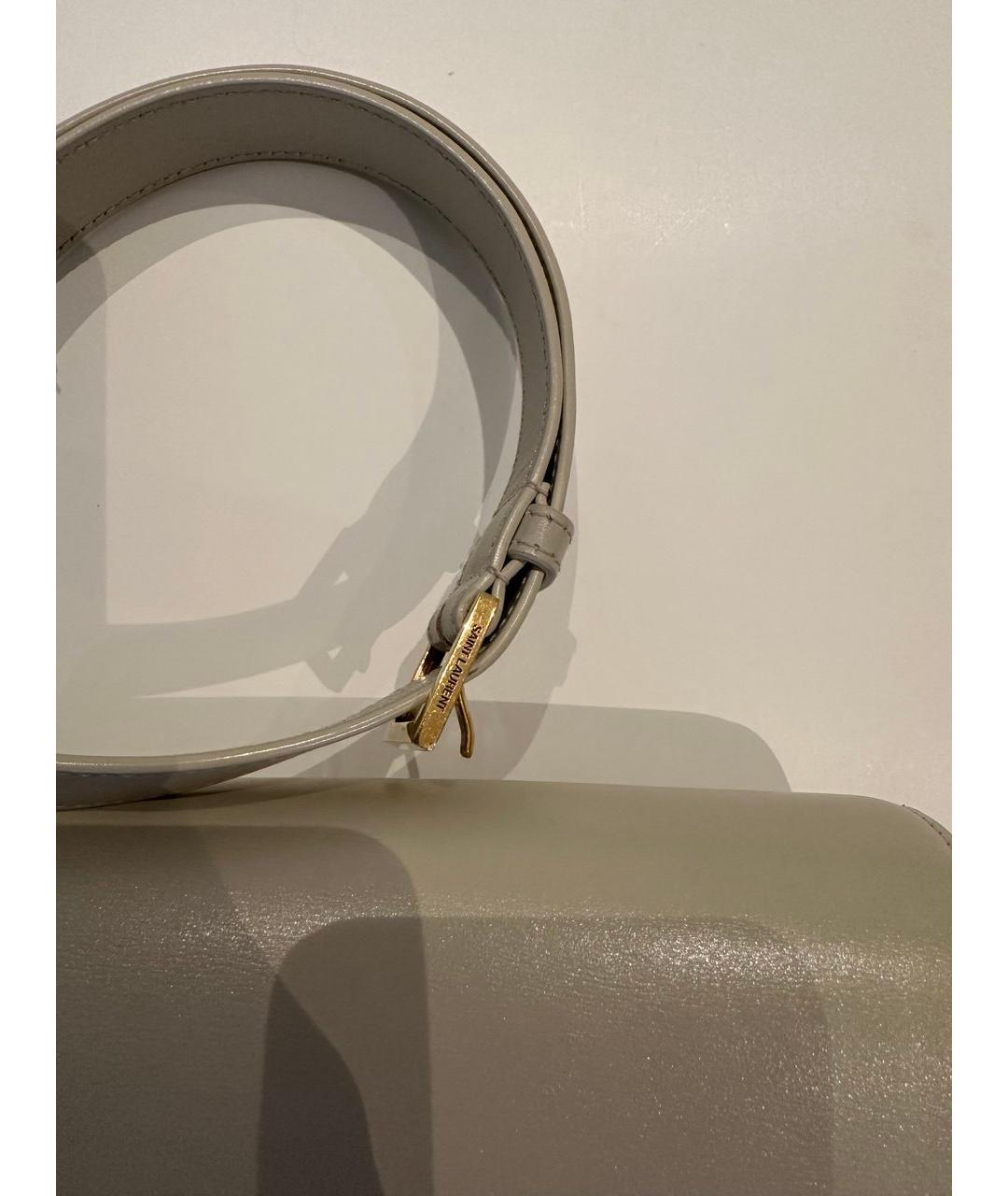 SAINT LAURENT Бежевая кожаная сумка через плечо, фото 5