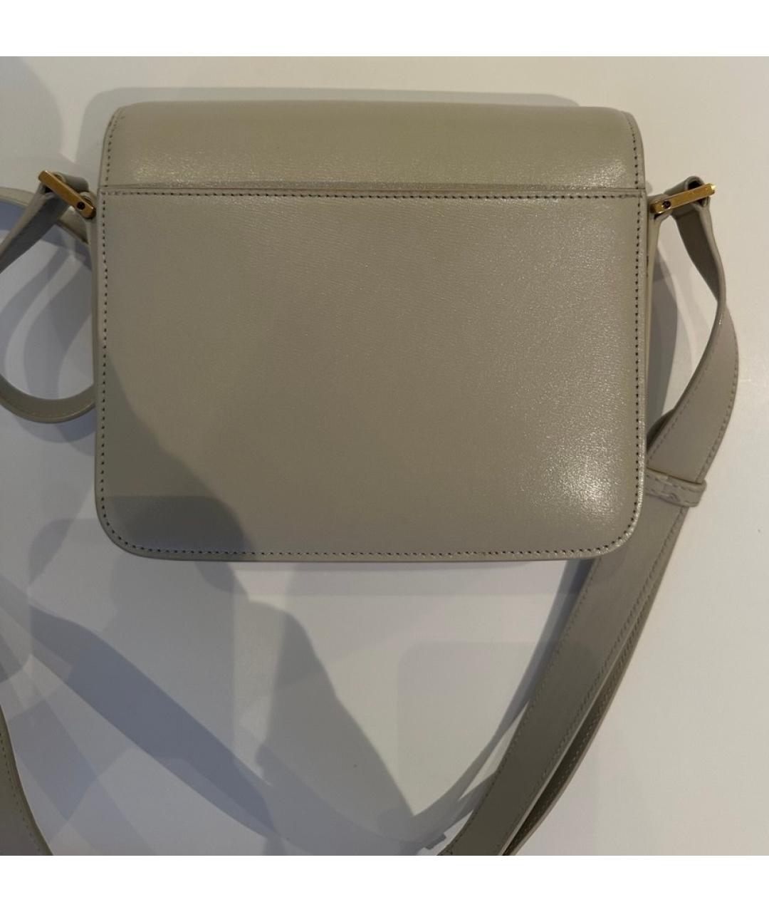 SAINT LAURENT Бежевая кожаная сумка через плечо, фото 2