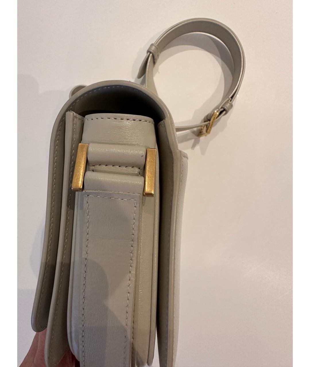 SAINT LAURENT Бежевая кожаная сумка через плечо, фото 6