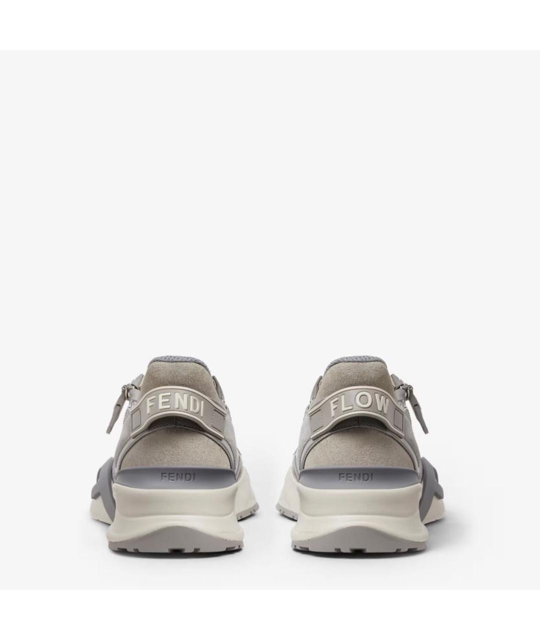 FENDI Серые кожаные низкие кроссовки / кеды, фото 3