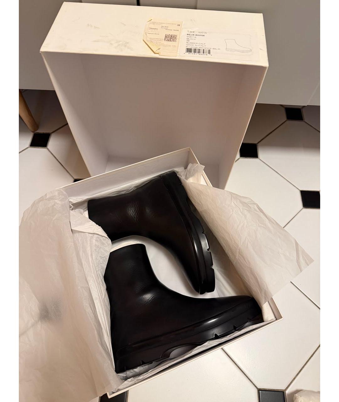 THE ROW Черные кожаные ботинки, фото 5