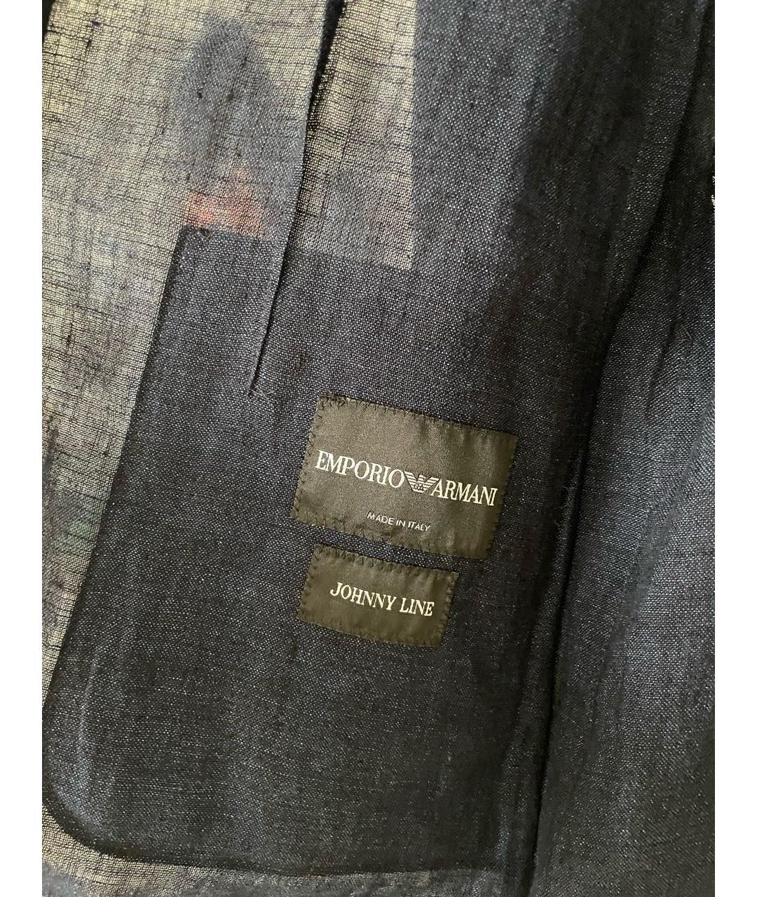 EMPORIO ARMANI Темно-синий льняной пиджак, фото 5