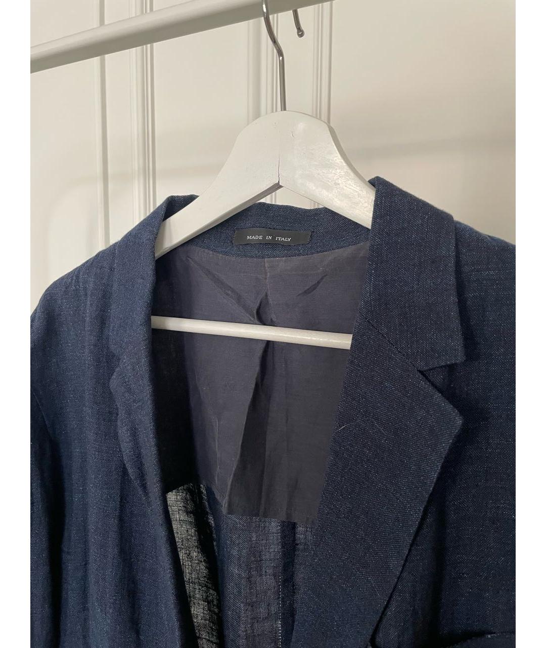 EMPORIO ARMANI Темно-синий льняной пиджак, фото 3