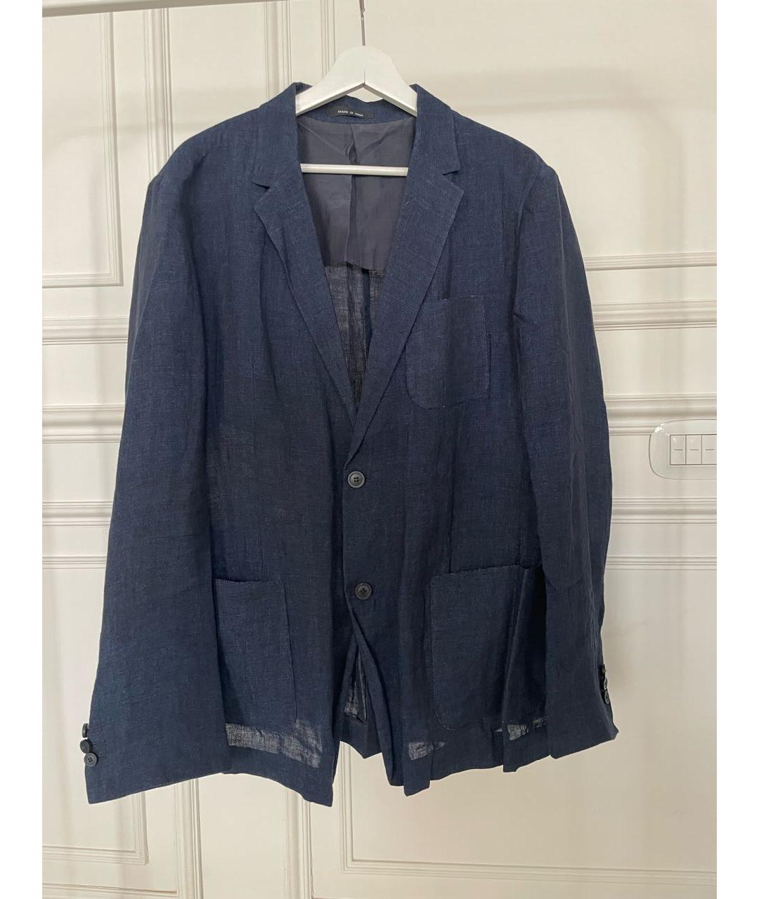 EMPORIO ARMANI Темно-синий льняной пиджак, фото 6