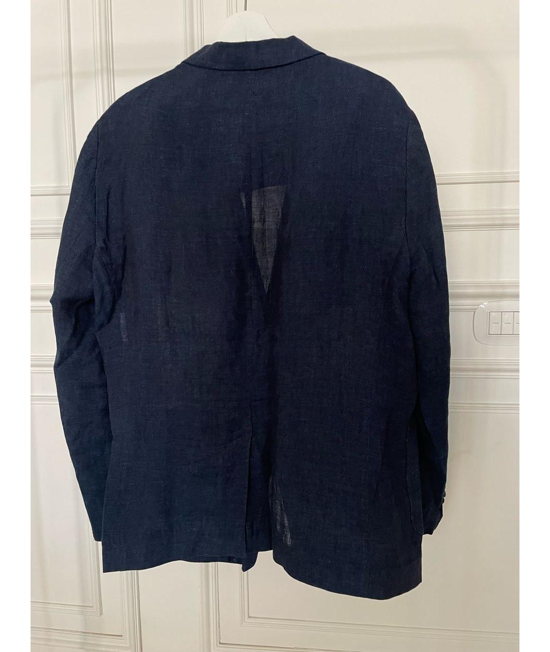 EMPORIO ARMANI Темно-синий льняной пиджак, фото 2