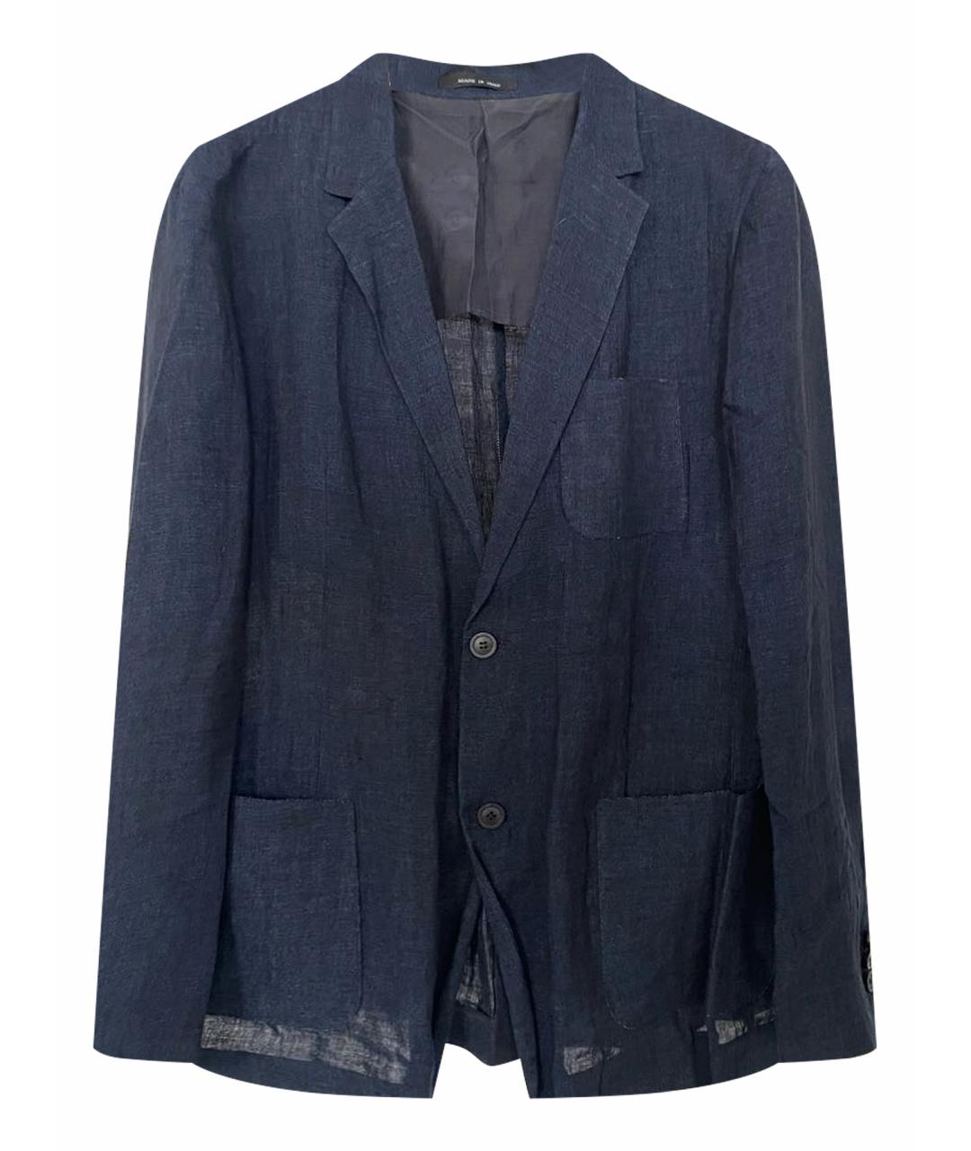 EMPORIO ARMANI Темно-синий льняной пиджак, фото 1