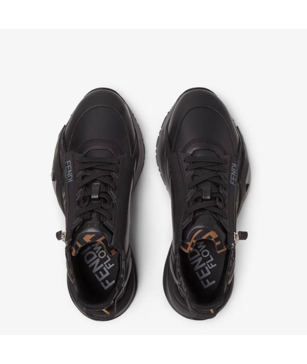 FENDI Черные кожаные низкие кроссовки / кеды, фото 4