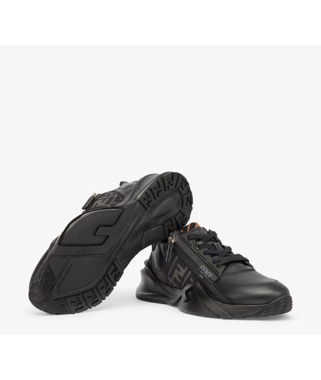 FENDI Черные кожаные низкие кроссовки / кеды, фото 5