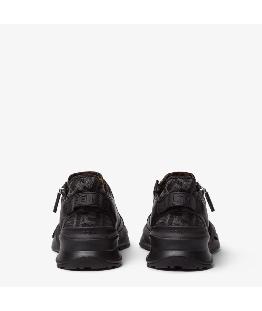FENDI Черные кожаные низкие кроссовки / кеды, фото 3