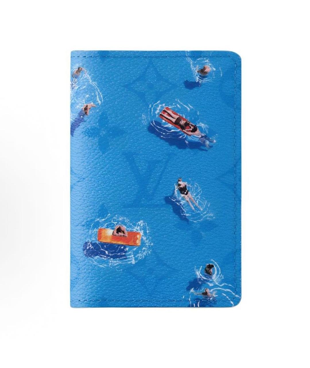 LOUIS VUITTON Голубой кожаный кардхолдер, фото 4