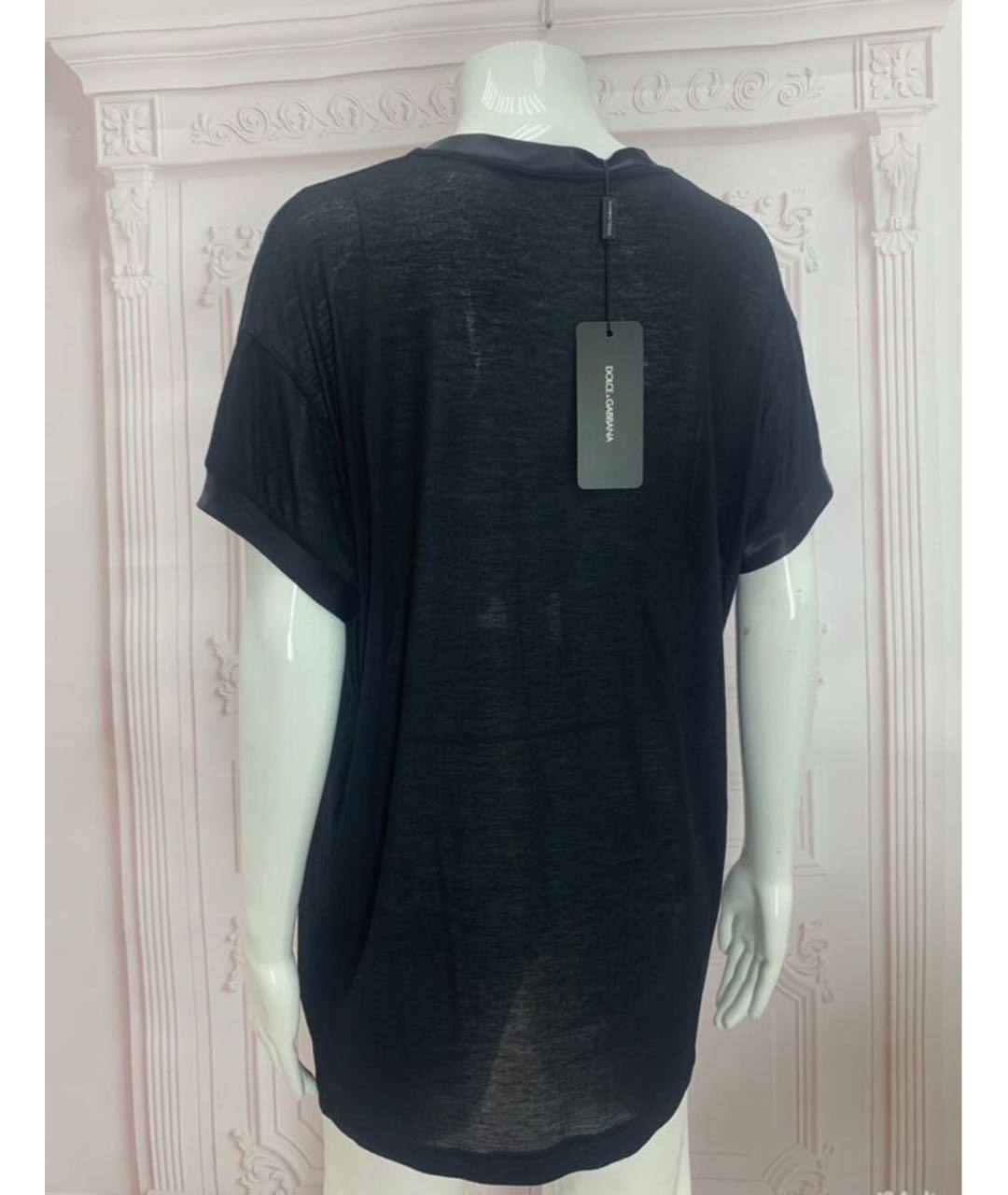 DOLCE&GABBANA Черная вискозная футболка, фото 2