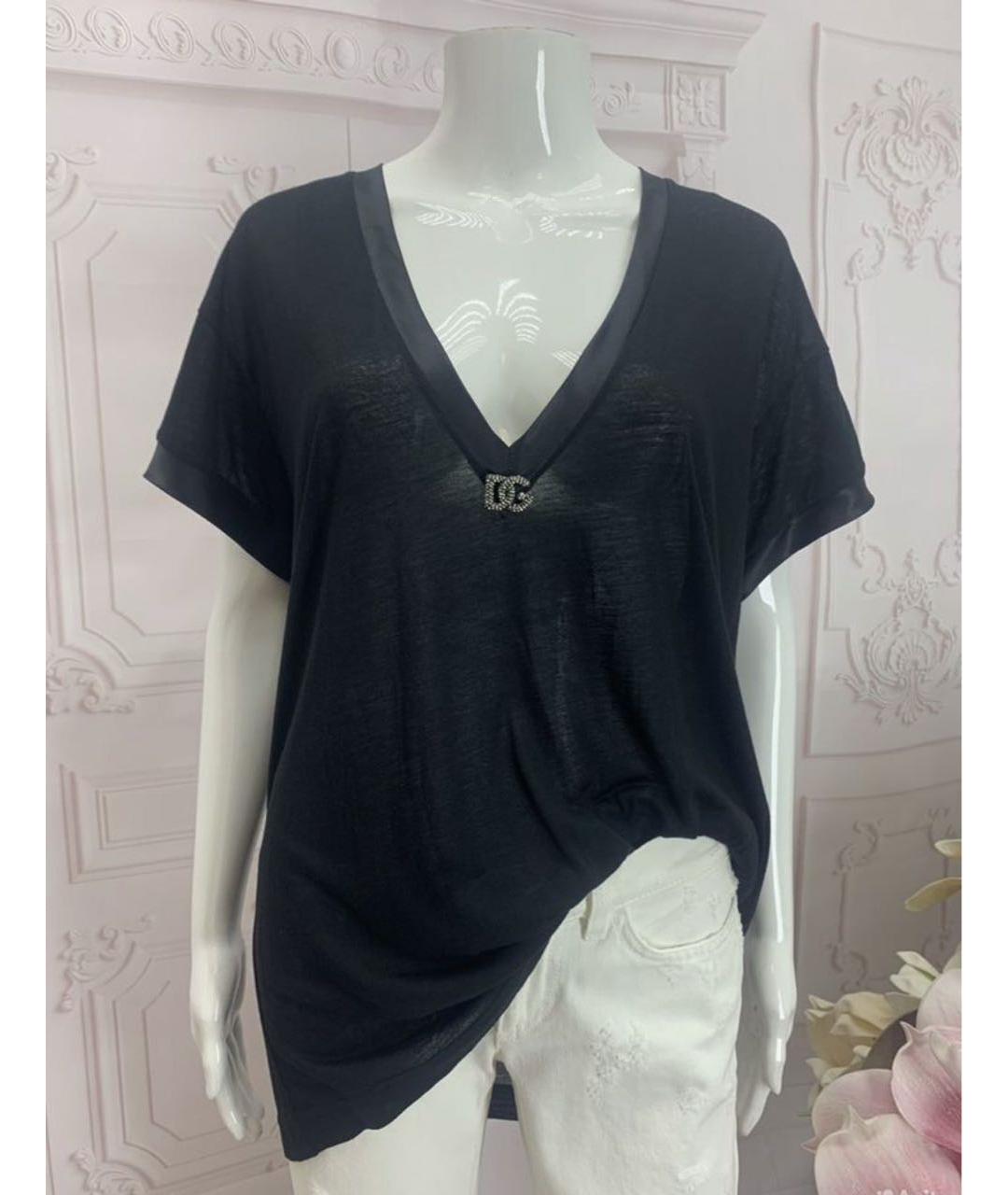 DOLCE&GABBANA Черная вискозная футболка, фото 7
