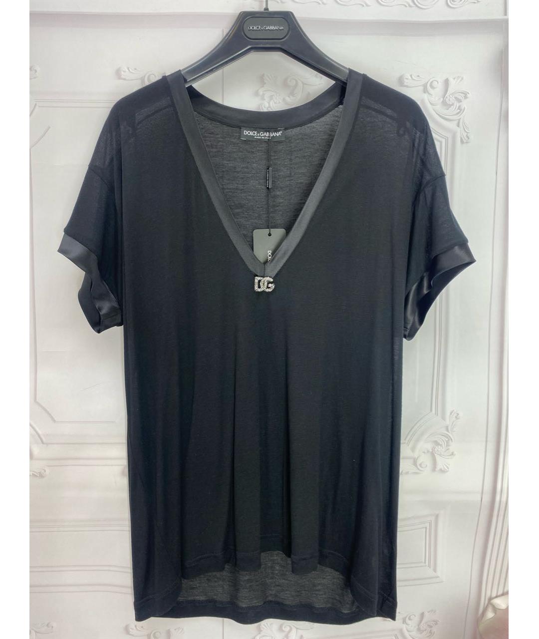 DOLCE&GABBANA Черная вискозная футболка, фото 9