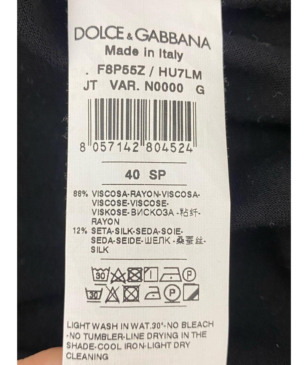 DOLCE&GABBANA Черная вискозная футболка, фото 5