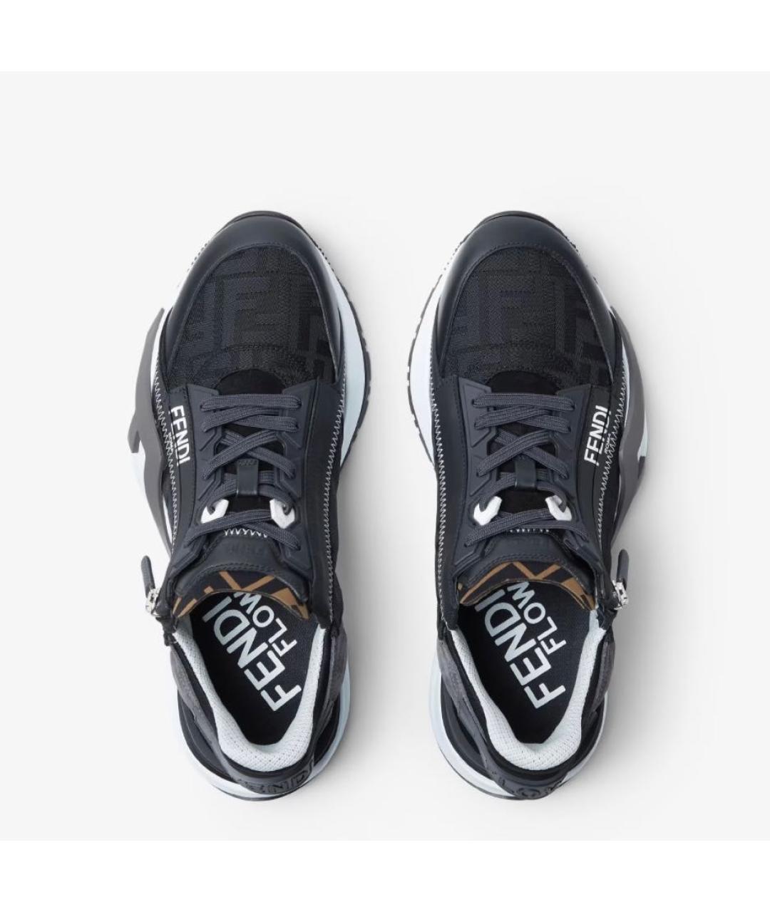 FENDI Антрацитовые низкие кроссовки / кеды, фото 4