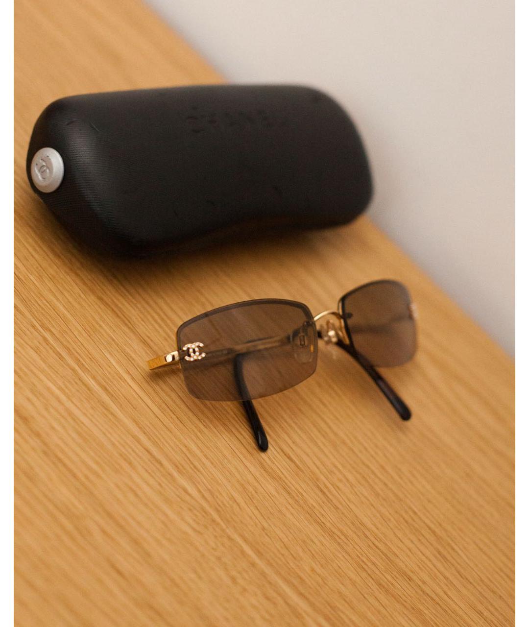 CHANEL Коричневые металлические солнцезащитные очки, фото 2