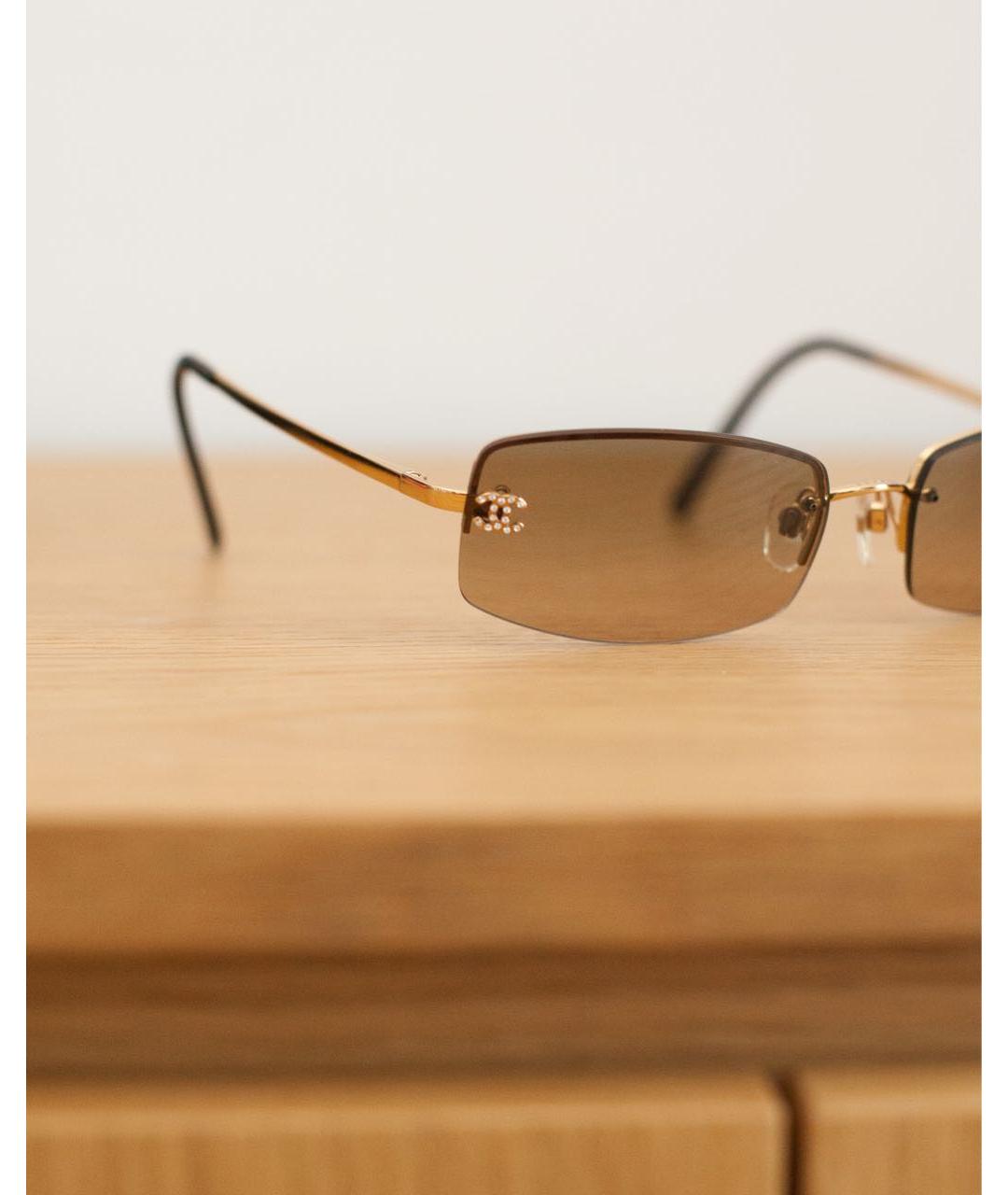 CHANEL Коричневые металлические солнцезащитные очки, фото 3