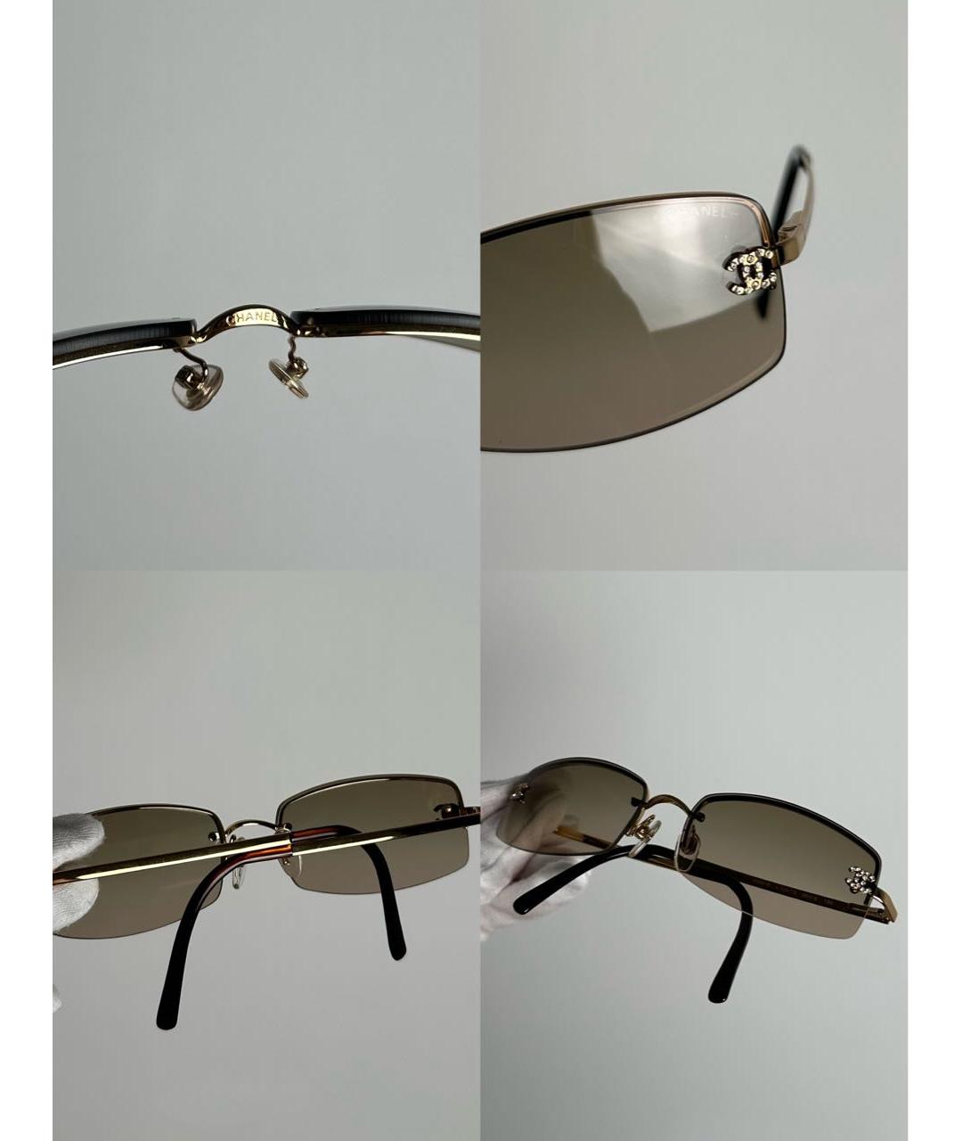 CHANEL Коричневые металлические солнцезащитные очки, фото 6