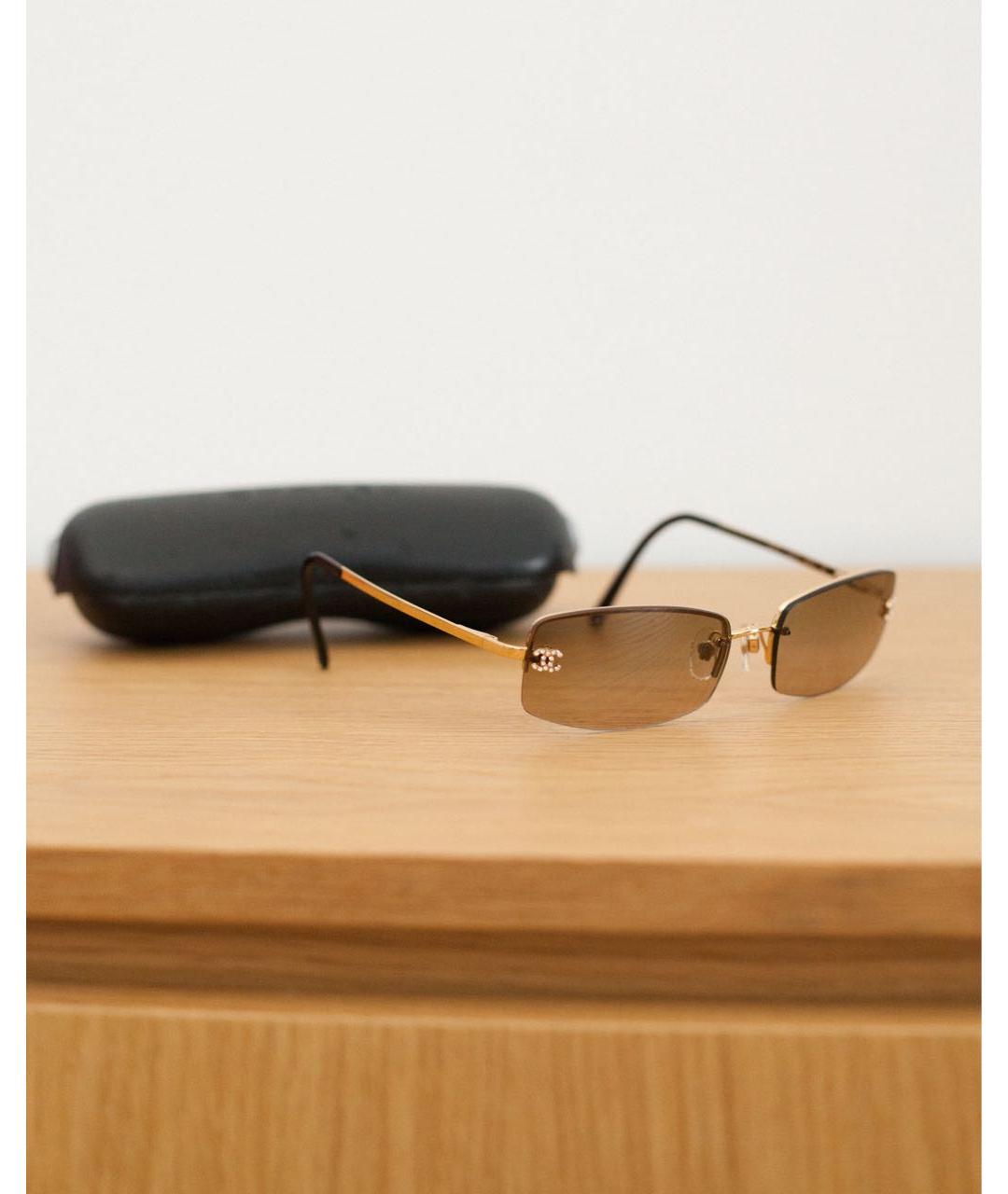 CHANEL Коричневые металлические солнцезащитные очки, фото 7