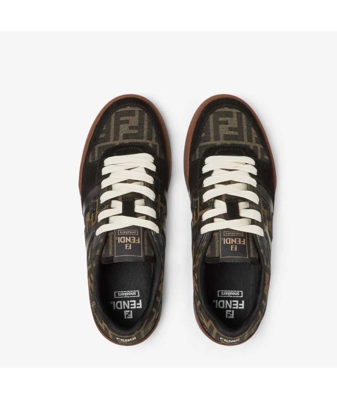 FENDI Коричневые замшевые низкие кроссовки / кеды, фото 4