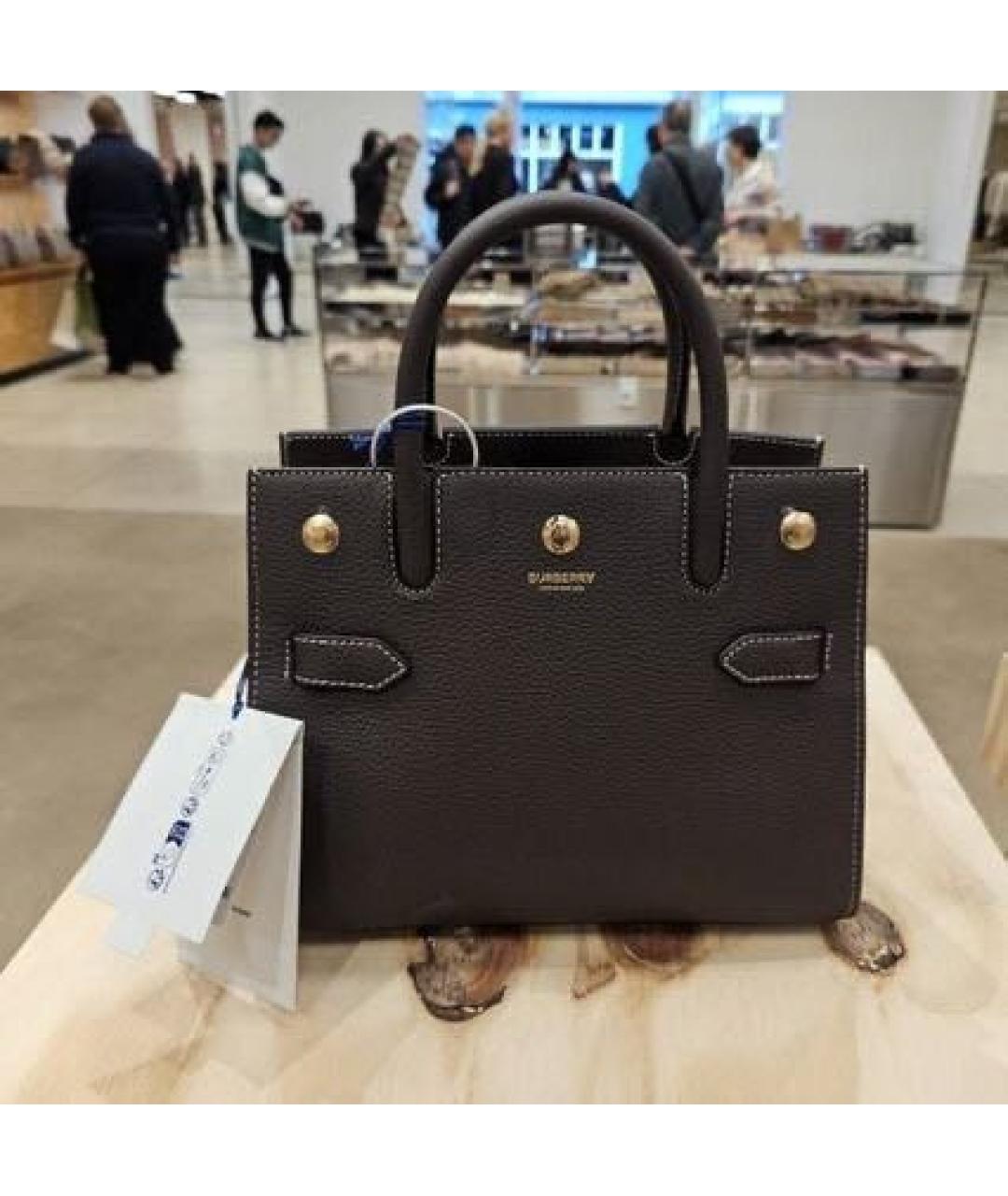 BURBERRY Коричневая кожаная сумка с короткими ручками, фото 7