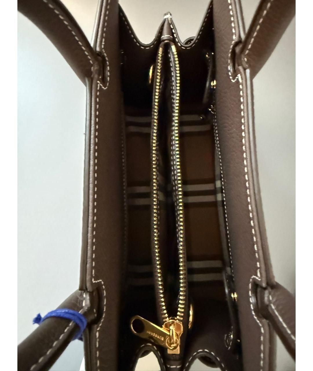 BURBERRY Коричневая кожаная сумка с короткими ручками, фото 4