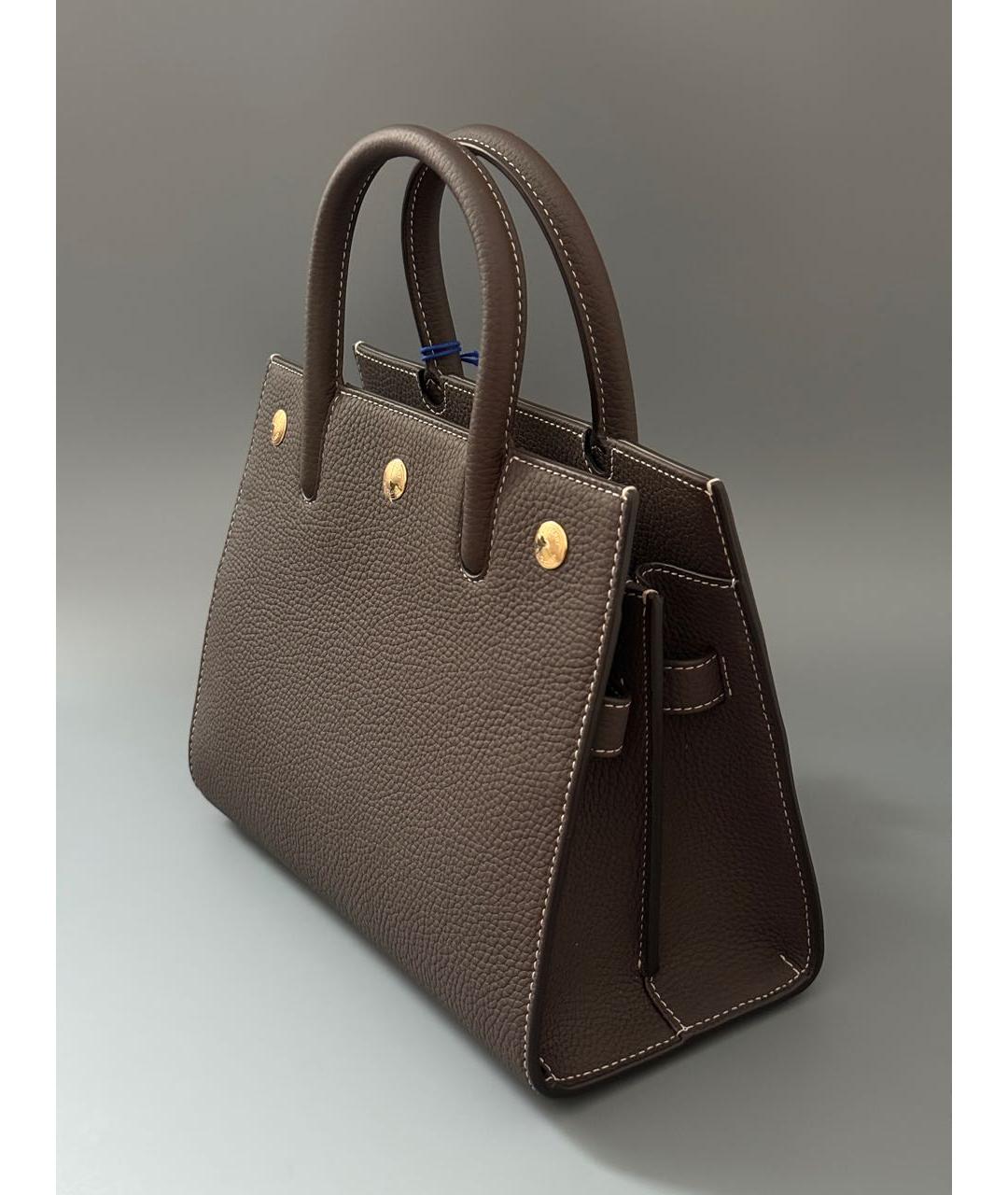 BURBERRY Коричневая кожаная сумка с короткими ручками, фото 3