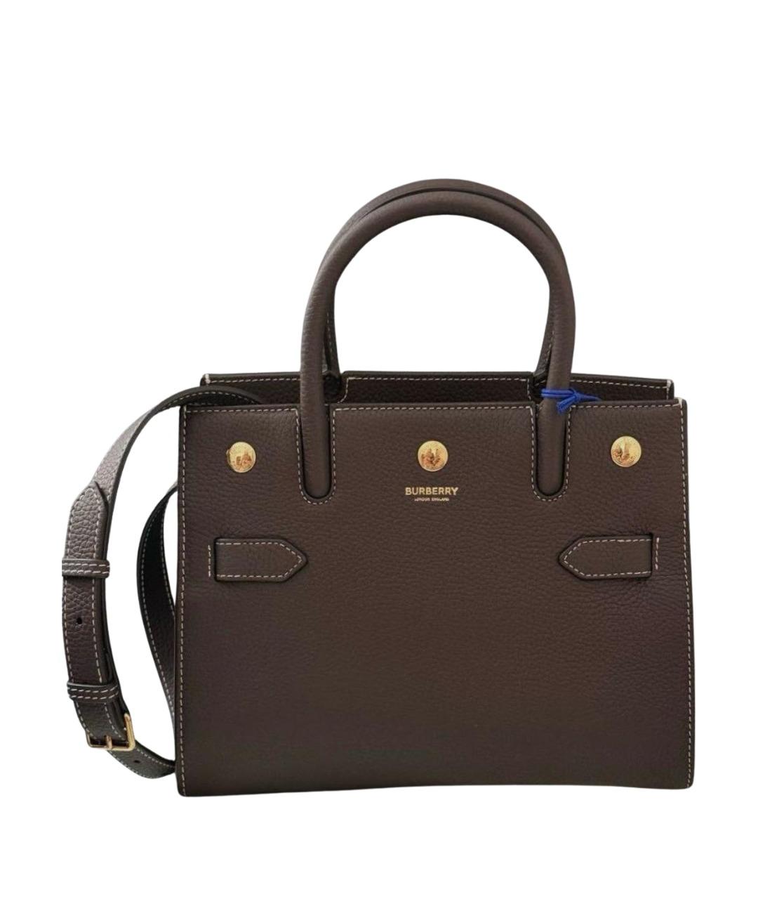 BURBERRY Коричневая кожаная сумка с короткими ручками, фото 1