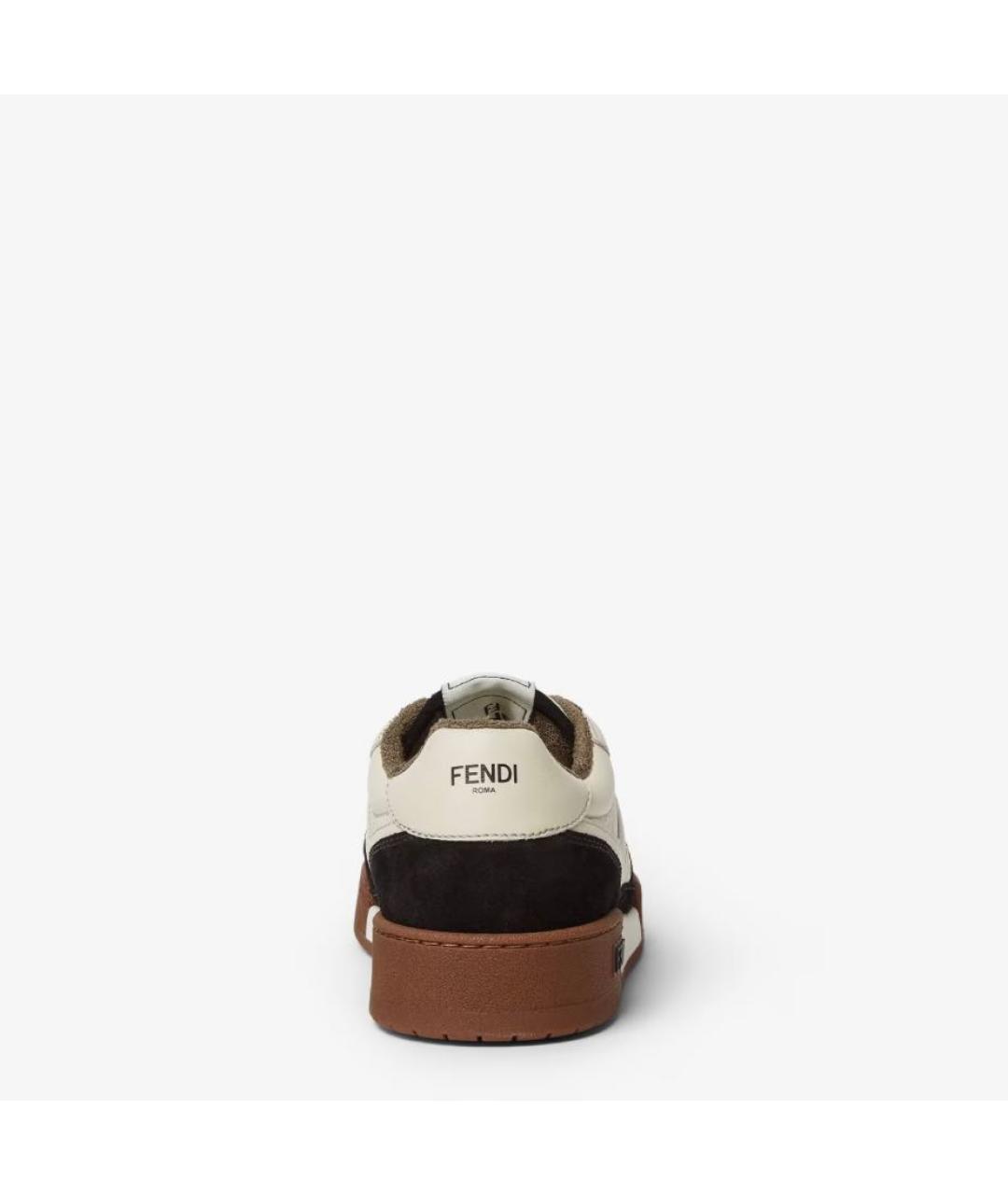 FENDI Бежевые кожаные низкие кроссовки / кеды, фото 3