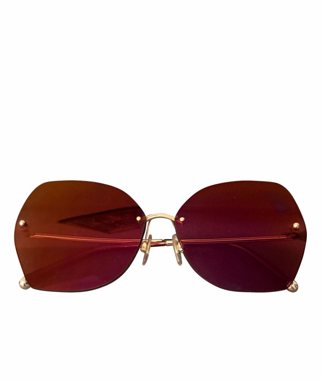 DOLCE&GABBANA Бордовые металлические солнцезащитные очки, фото 1