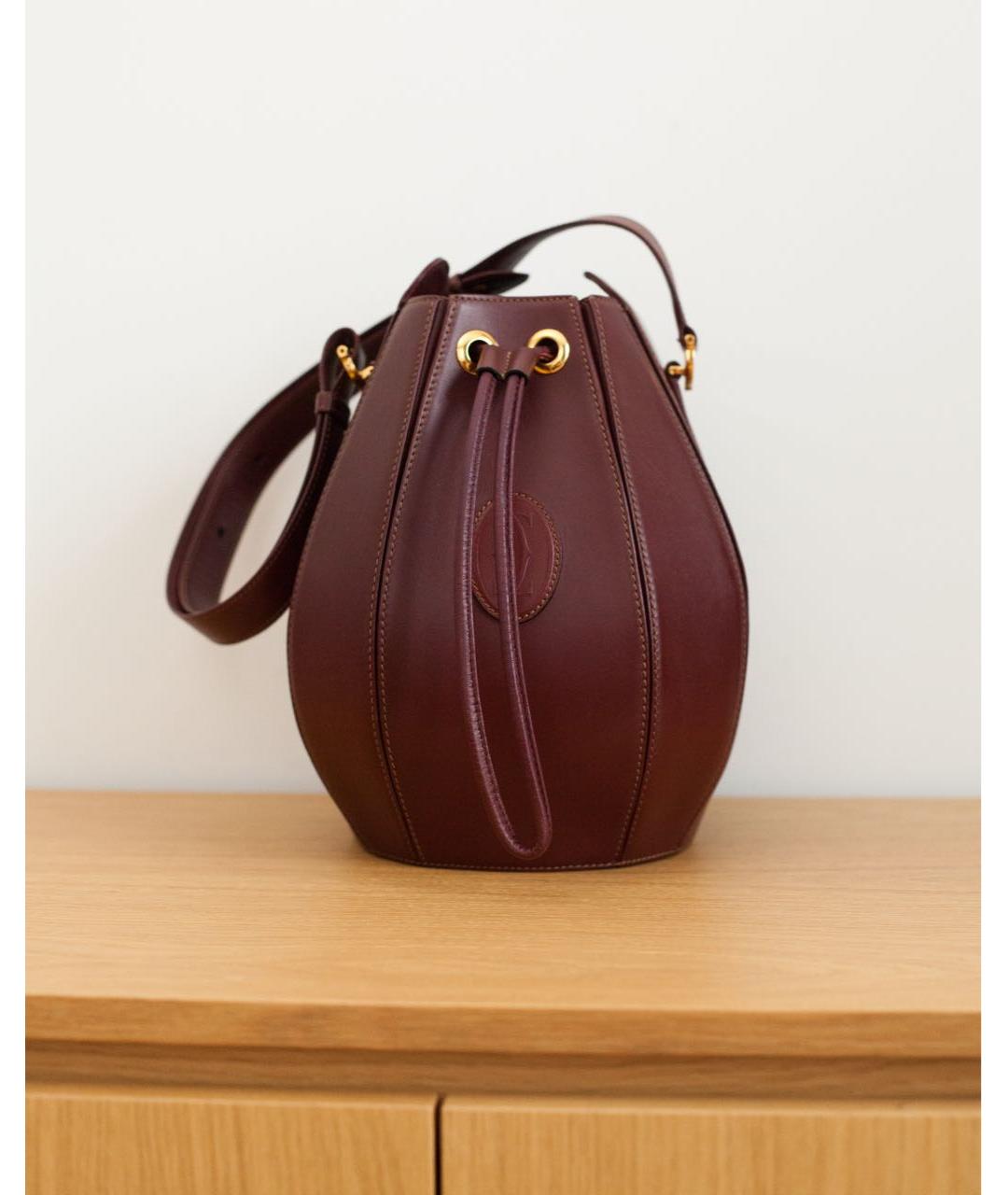 CARTIER Бордовая кожаная сумка через плечо, фото 9