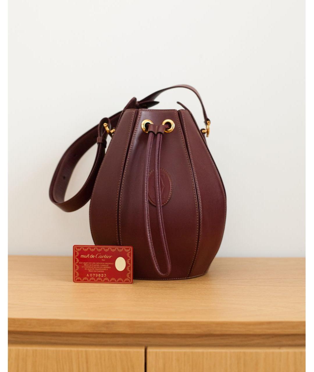 CARTIER Бордовая кожаная сумка через плечо, фото 2