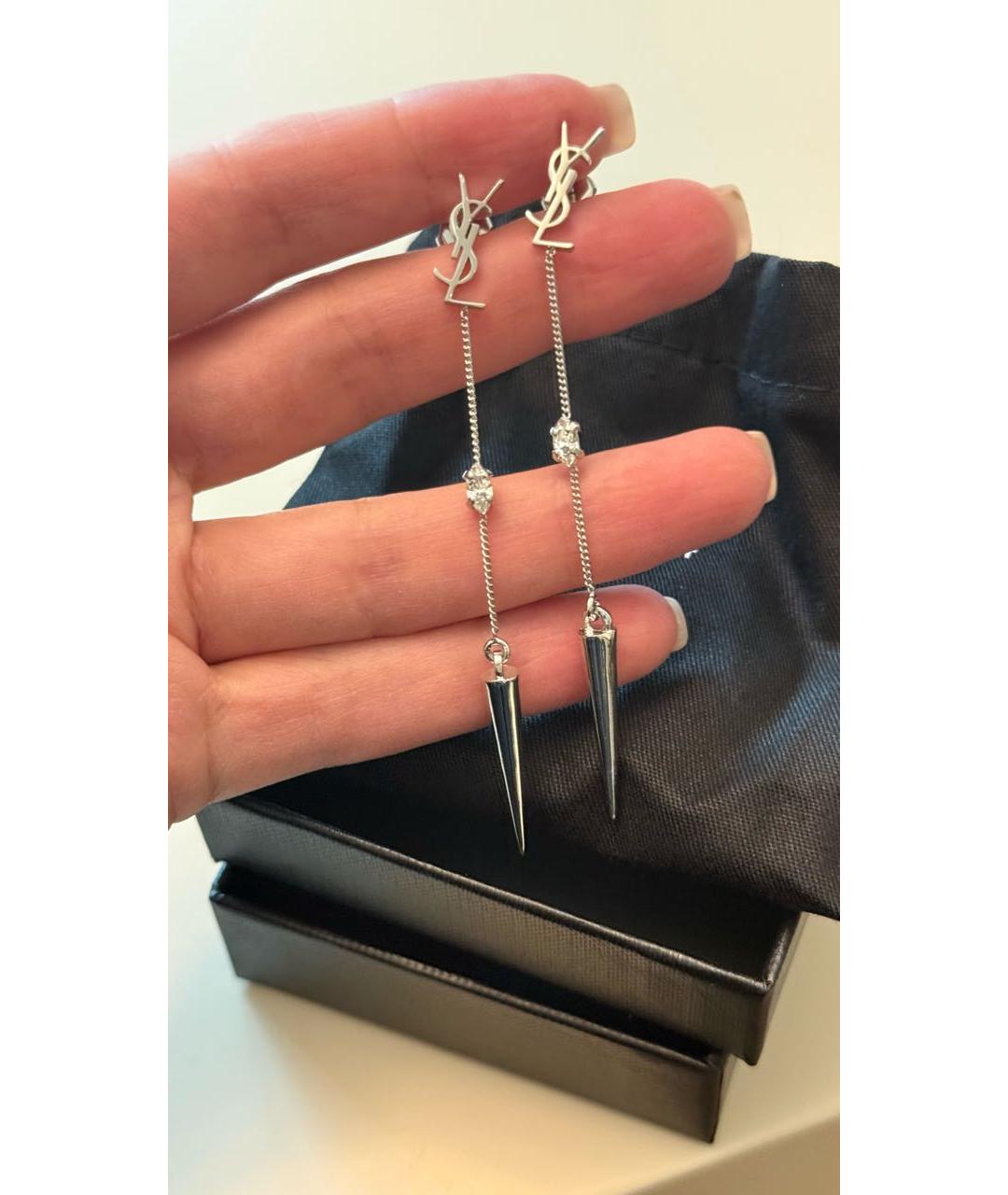 SAINT LAURENT Серебряные латунные серьги, фото 2