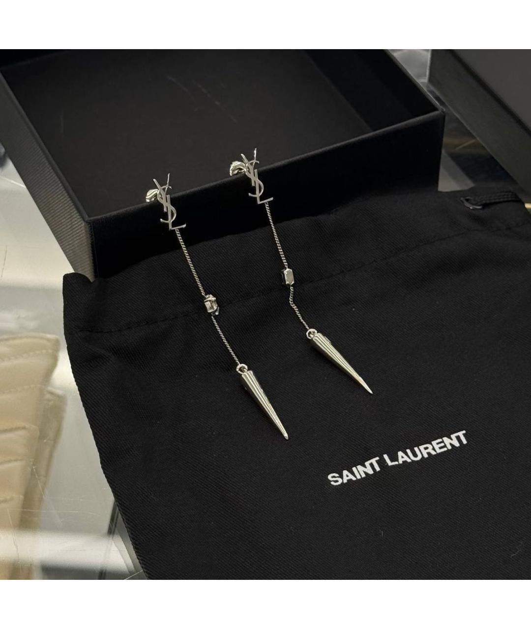 SAINT LAURENT Серебряные латунные серьги, фото 3