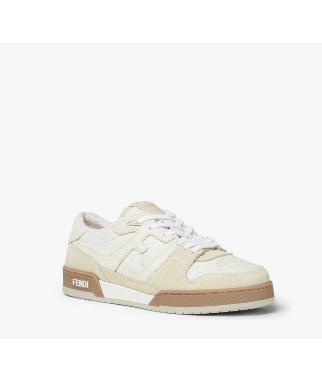 FENDI Бежевые замшевые низкие кроссовки / кеды, фото 2