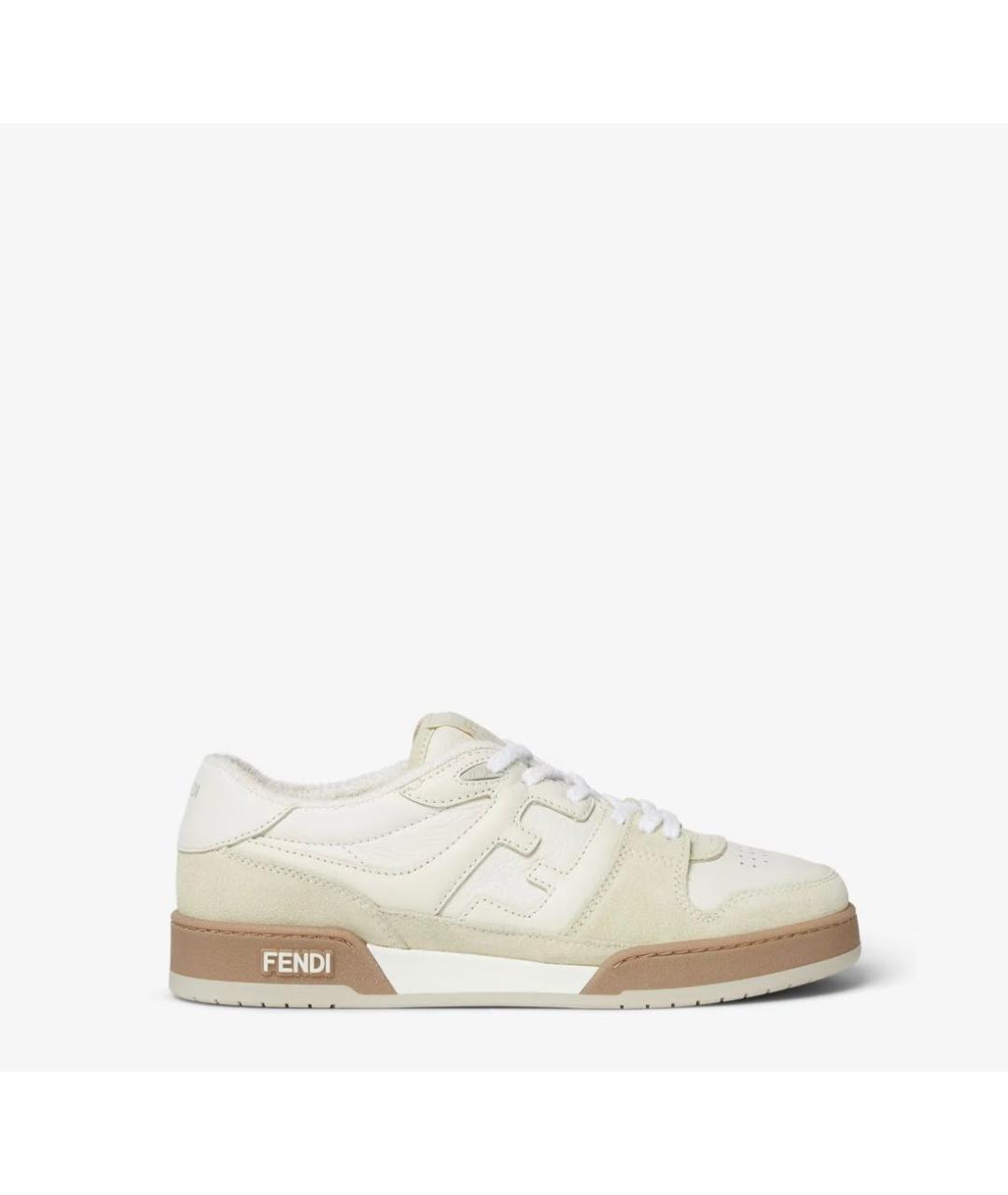 FENDI Бежевые замшевые низкие кроссовки / кеды, фото 6