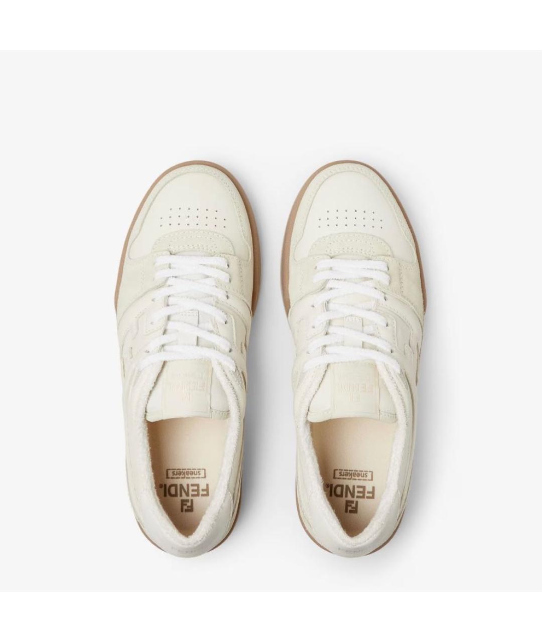 FENDI Бежевые замшевые низкие кроссовки / кеды, фото 4