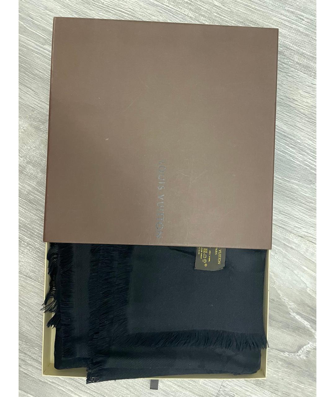 LOUIS VUITTON Черный шелковый платок, фото 4