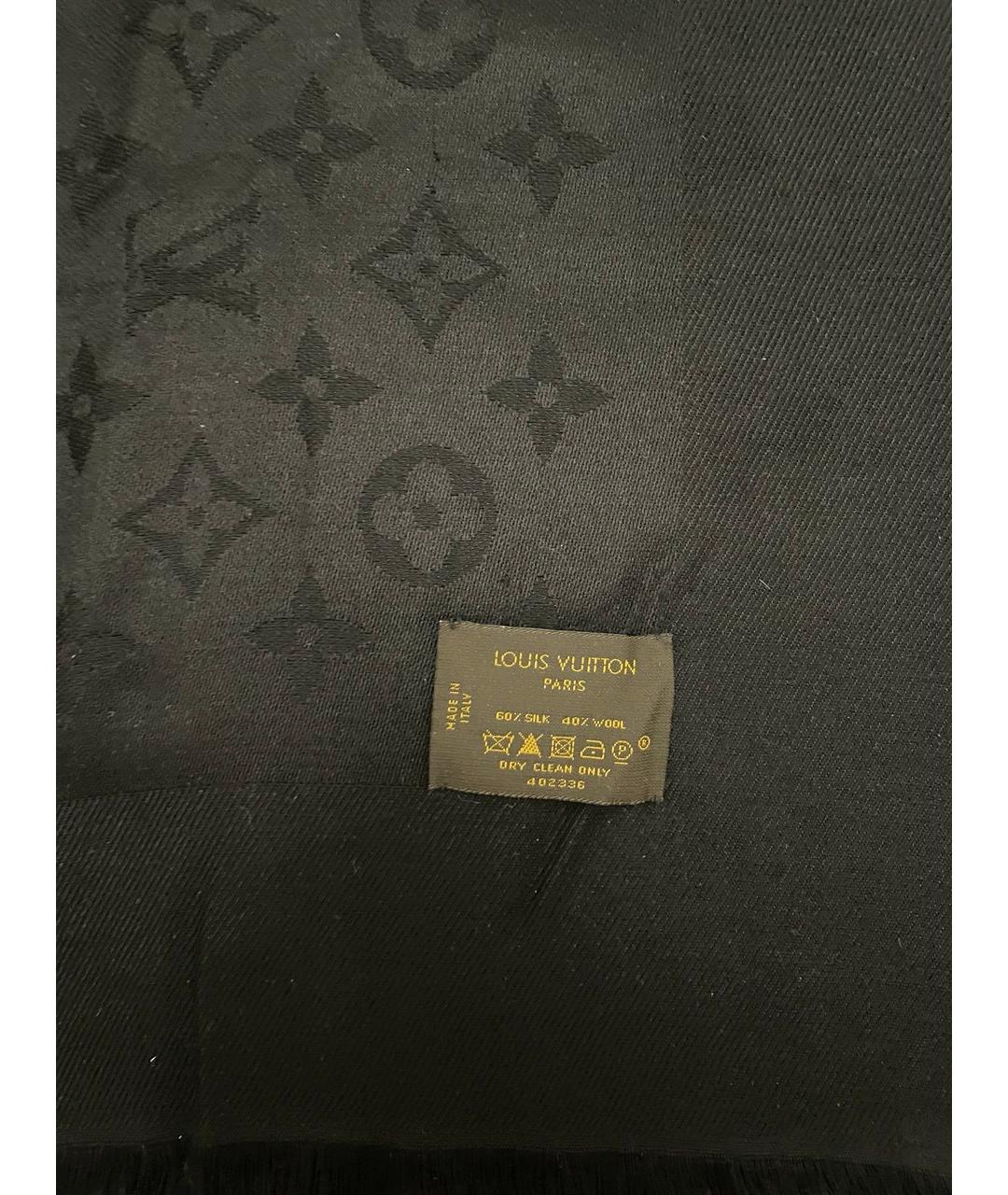 LOUIS VUITTON Черный шелковый платок, фото 3